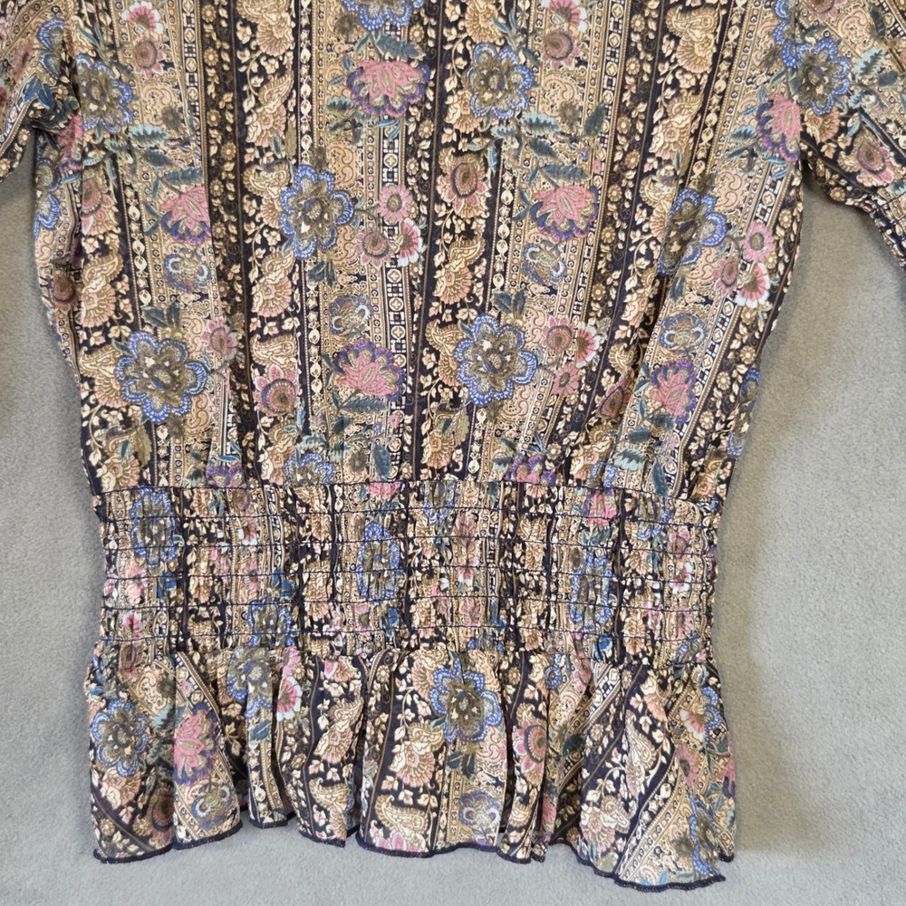 Wildflower Apparel Floral Smocked Peasant Top Women's Medium Boho Hippie - Picture 8 of 14